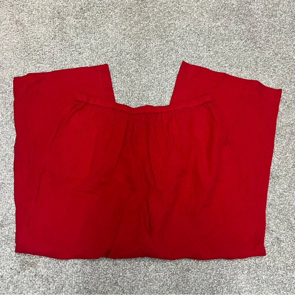 J Crew Relaxed Beach Pants Womens Large Red Airy Gauze BX630 Travel Cover Up NEW - Picture 10 of 11